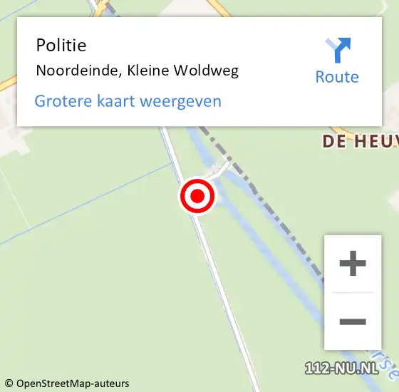 Locatie op kaart van de 112 melding: Politie Noordeinde, Kleine Woldweg op 14 september 2022 13:04