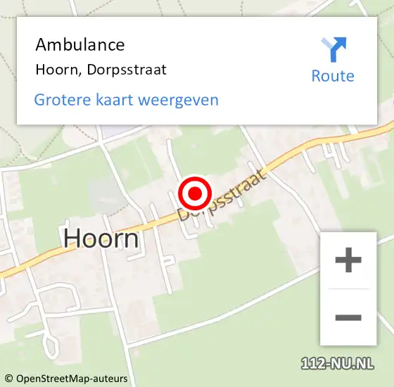 Locatie op kaart van de 112 melding: Ambulance Hoorn, Dorpsstraat op 14 september 2022 14:28