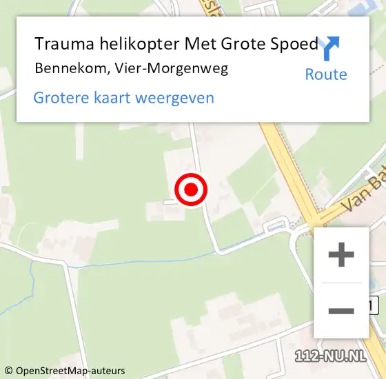Locatie op kaart van de 112 melding: Trauma helikopter Met Grote Spoed Naar Bennekom, Vier-Morgenweg op 14 september 2022 15:22