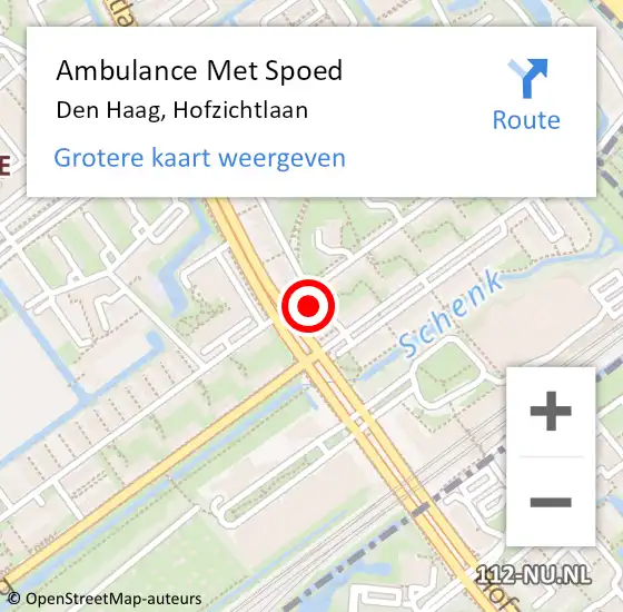 Locatie op kaart van de 112 melding: Ambulance Met Spoed Naar Den Haag, Hofzichtlaan op 14 september 2022 15:48