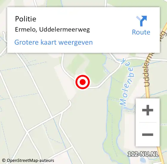 Locatie op kaart van de 112 melding: Politie Ermelo, Uddelermeerweg op 14 september 2022 16:05
