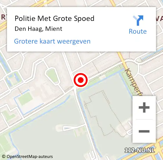 Locatie op kaart van de 112 melding: Politie Met Grote Spoed Naar Den Haag, Mient op 14 september 2022 18:03
