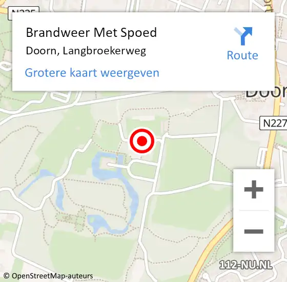 Locatie op kaart van de 112 melding: Brandweer Met Spoed Naar Doorn, Langbroekerweg op 14 september 2022 20:01