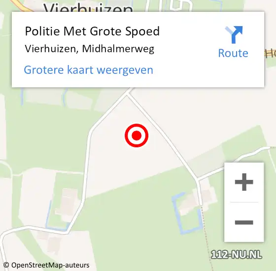 Locatie op kaart van de 112 melding: Politie Met Grote Spoed Naar Vierhuizen, Midhalmerweg op 14 september 2022 20:43