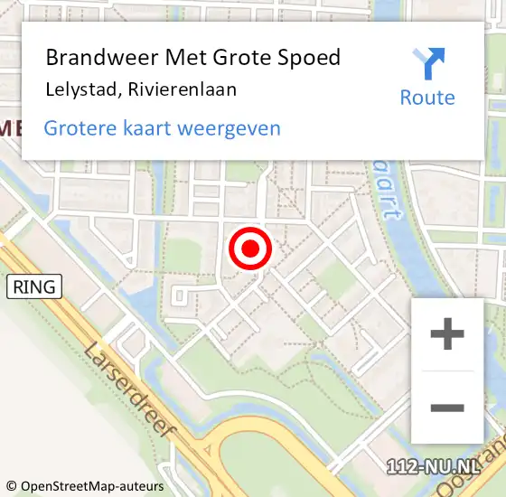 Locatie op kaart van de 112 melding: Brandweer Met Grote Spoed Naar Lelystad, Rivierenlaan op 14 september 2022 21:19