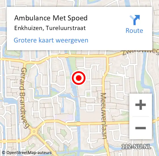 Locatie op kaart van de 112 melding: Ambulance Met Spoed Naar Enkhuizen, Tureluurstraat op 14 september 2022 22:08