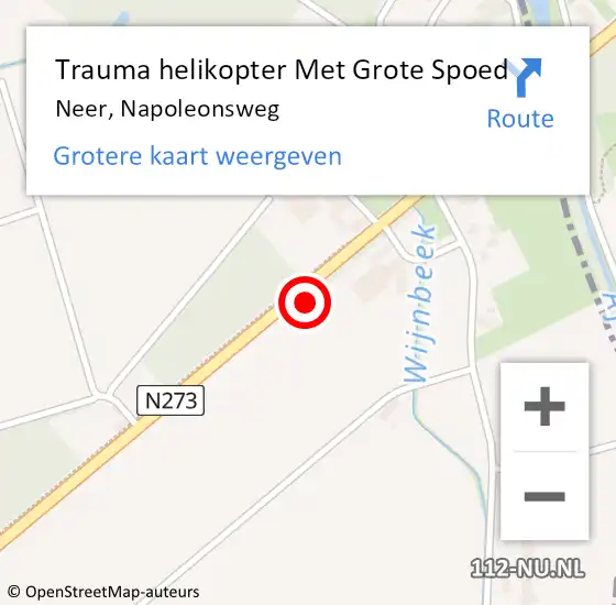 Locatie op kaart van de 112 melding: Trauma helikopter Met Grote Spoed Naar Neer, Napoleonsweg op 14 september 2022 23:42