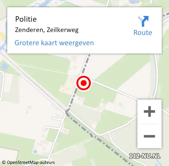 Locatie op kaart van de 112 melding: Politie Zenderen, Zeilkerweg op 15 september 2022 00:03