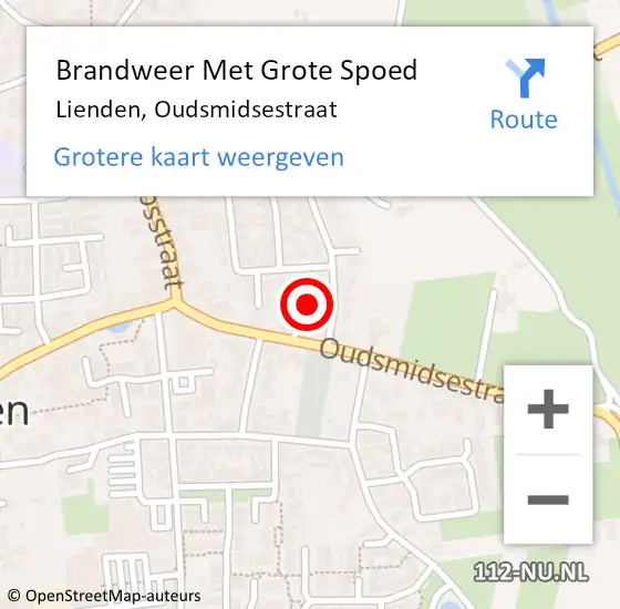 Locatie op kaart van de 112 melding: Brandweer Met Grote Spoed Naar Lienden, Oudsmidsestraat op 15 september 2022 09:40