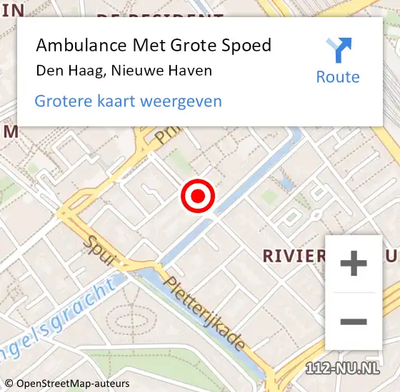 Locatie op kaart van de 112 melding: Ambulance Met Grote Spoed Naar Den Haag, Nieuwe Haven op 15 september 2022 10:11