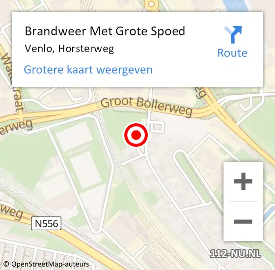Locatie op kaart van de 112 melding: Brandweer Met Grote Spoed Naar Venlo, Horsterweg op 15 september 2022 12:07