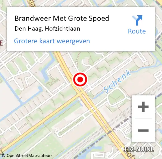 Locatie op kaart van de 112 melding: Brandweer Met Grote Spoed Naar Den Haag, Hofzichtlaan op 15 september 2022 12:35