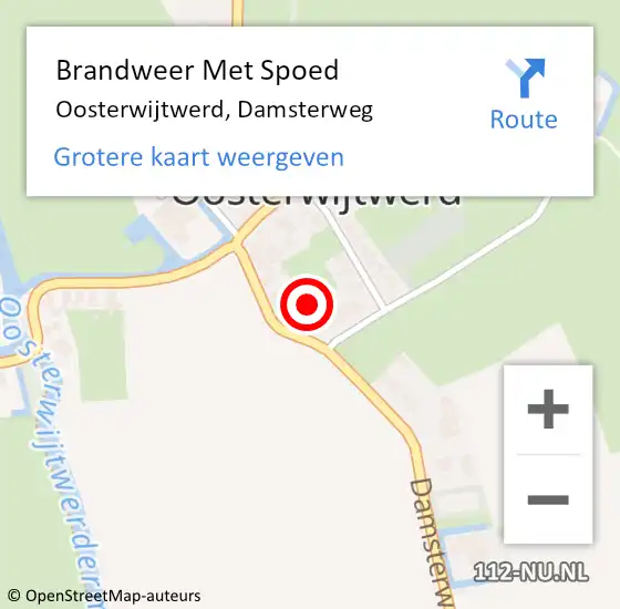 Locatie op kaart van de 112 melding: Brandweer Met Spoed Naar Oosterwijtwerd, Damsterweg op 15 september 2022 12:41
