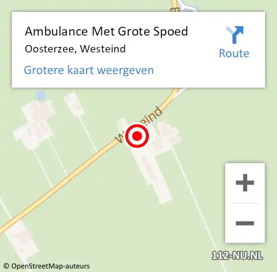 Locatie op kaart van de 112 melding: Ambulance Met Grote Spoed Naar Oosterzee, Westeind op 15 september 2022 13:14