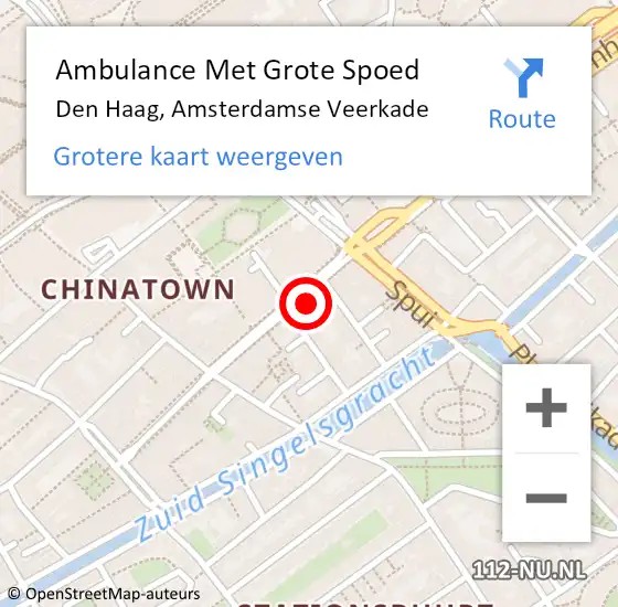 Locatie op kaart van de 112 melding: Ambulance Met Grote Spoed Naar Den Haag, Amsterdamse Veerkade op 15 september 2022 13:45