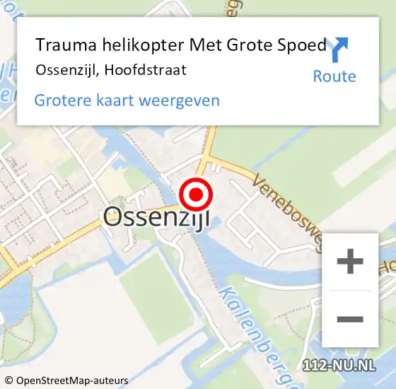 Locatie op kaart van de 112 melding: Trauma helikopter Met Grote Spoed Naar Ossenzijl, Hoofdstraat op 15 september 2022 13:57