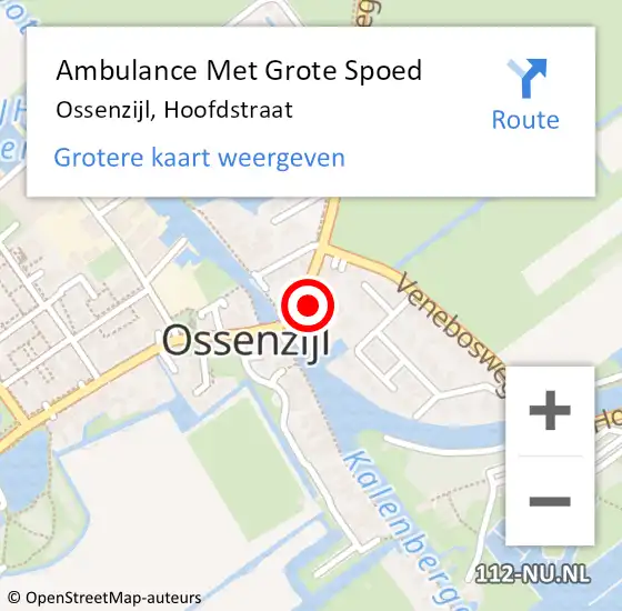 Locatie op kaart van de 112 melding: Ambulance Met Grote Spoed Naar Ossenzijl, Hoofdstraat op 15 september 2022 14:01