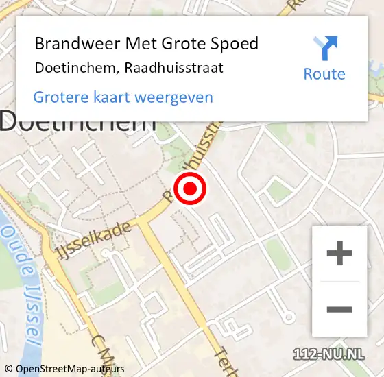 Locatie op kaart van de 112 melding: Brandweer Met Grote Spoed Naar Doetinchem, Raadhuisstraat op 15 september 2022 14:11