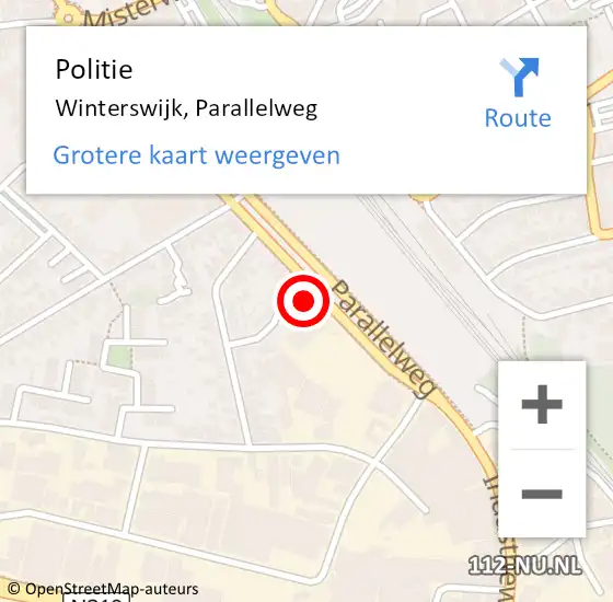 Locatie op kaart van de 112 melding: Politie Winterswijk, Parallelweg op 15 september 2022 14:56