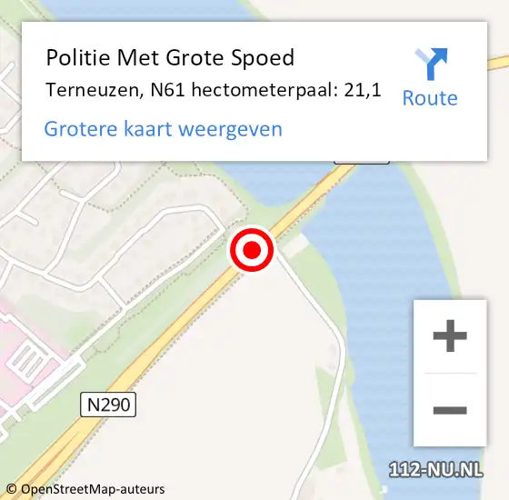 Locatie op kaart van de 112 melding: Politie Met Grote Spoed Naar Terneuzen, N61 hectometerpaal: 21,1 op 15 september 2022 15:00