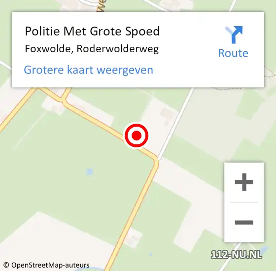 Locatie op kaart van de 112 melding: Politie Met Grote Spoed Naar Foxwolde, Roderwolderweg op 15 september 2022 16:14