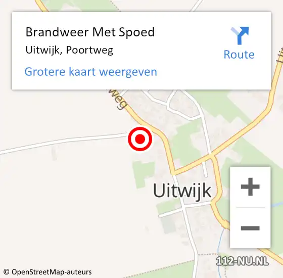Locatie op kaart van de 112 melding: Brandweer Met Spoed Naar Uitwijk, Poortweg op 15 september 2022 16:29