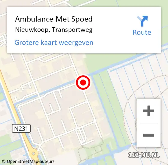 Locatie op kaart van de 112 melding: Ambulance Met Spoed Naar Nieuwkoop, Transportweg op 15 september 2022 16:38