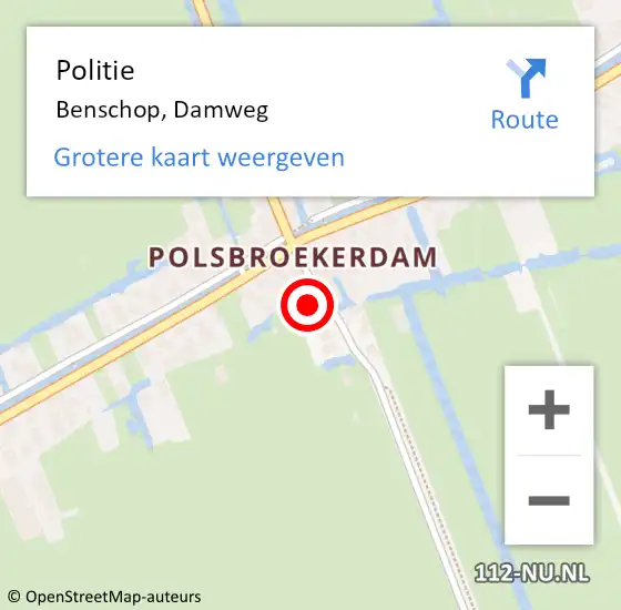 Locatie op kaart van de 112 melding: Politie Benschop, Damweg op 15 september 2022 21:41