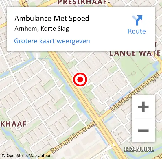 Locatie op kaart van de 112 melding: Ambulance Met Spoed Naar Arnhem, Korte Slag op 16 september 2022 01:31