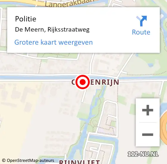 Locatie op kaart van de 112 melding: Politie De Meern, Rijksstraatweg op 16 september 2022 07:25