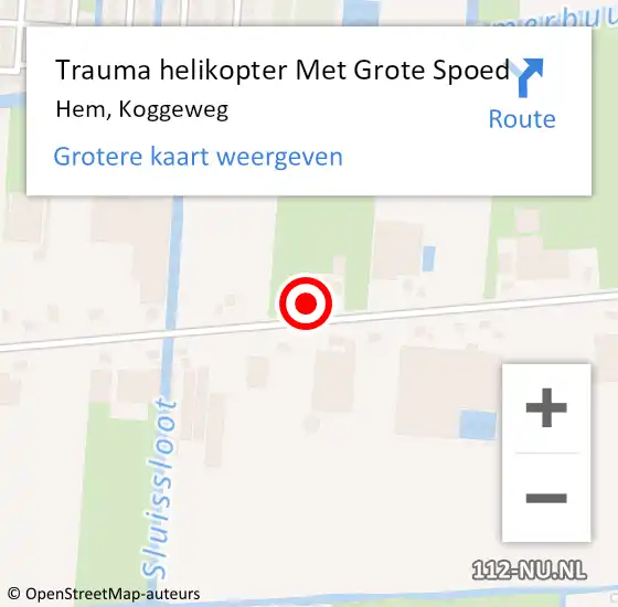 Locatie op kaart van de 112 melding: Trauma helikopter Met Grote Spoed Naar Hem, Koggeweg op 16 september 2022 07:32