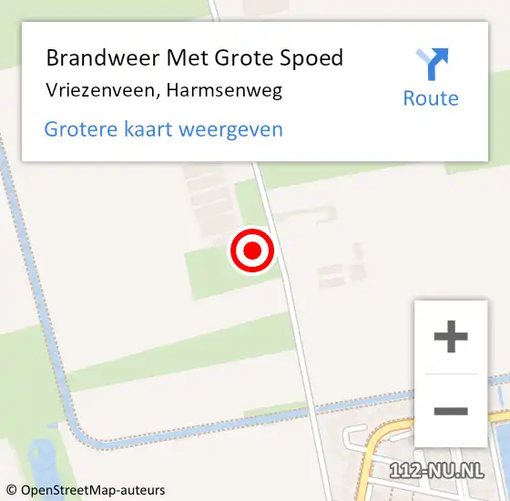 Locatie op kaart van de 112 melding: Brandweer Met Grote Spoed Naar Vriezenveen, Harmsenweg op 16 september 2022 07:54