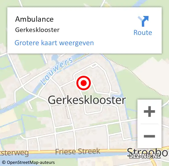Locatie op kaart van de 112 melding: Ambulance Gerkesklooster op 29 juli 2014 13:35