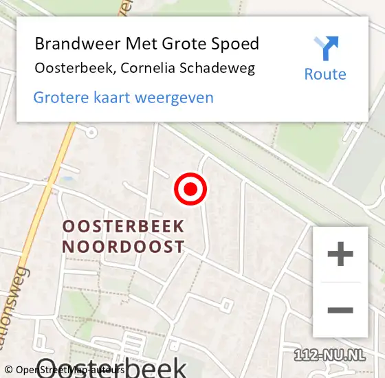 Locatie op kaart van de 112 melding: Brandweer Met Grote Spoed Naar Oosterbeek, Cornelia Schadeweg op 16 september 2022 09:45