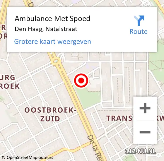 Locatie op kaart van de 112 melding: Ambulance Met Spoed Naar Den Haag, Natalstraat op 16 september 2022 11:12