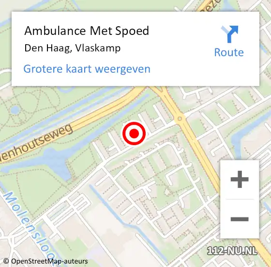 Locatie op kaart van de 112 melding: Ambulance Met Spoed Naar Den Haag, Vlaskamp op 16 september 2022 11:27