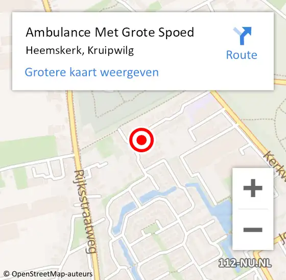 Locatie op kaart van de 112 melding: Ambulance Met Grote Spoed Naar Heemskerk, Kruipwilg op 16 september 2022 11:43