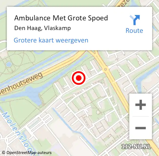 Locatie op kaart van de 112 melding: Ambulance Met Grote Spoed Naar Den Haag, Vlaskamp op 16 september 2022 11:50