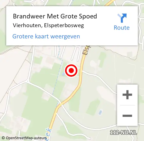 Locatie op kaart van de 112 melding: Brandweer Met Grote Spoed Naar Vierhouten, Elspeterbosweg op 16 september 2022 12:00