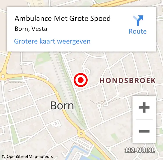 Locatie op kaart van de 112 melding: Ambulance Met Grote Spoed Naar Born, Vesta op 29 juli 2014 13:46