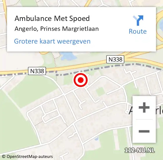 Locatie op kaart van de 112 melding: Ambulance Met Spoed Naar Angerlo, Prinses Margrietlaan op 16 september 2022 13:26