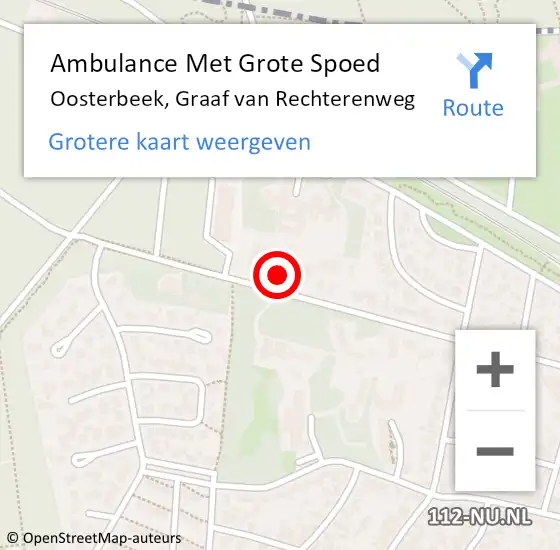 Locatie op kaart van de 112 melding: Ambulance Met Grote Spoed Naar Oosterbeek, Graaf van Rechterenweg op 16 september 2022 14:06