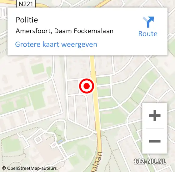 Locatie op kaart van de 112 melding: Politie Amersfoort, Daam Fockemalaan op 16 september 2022 14:07