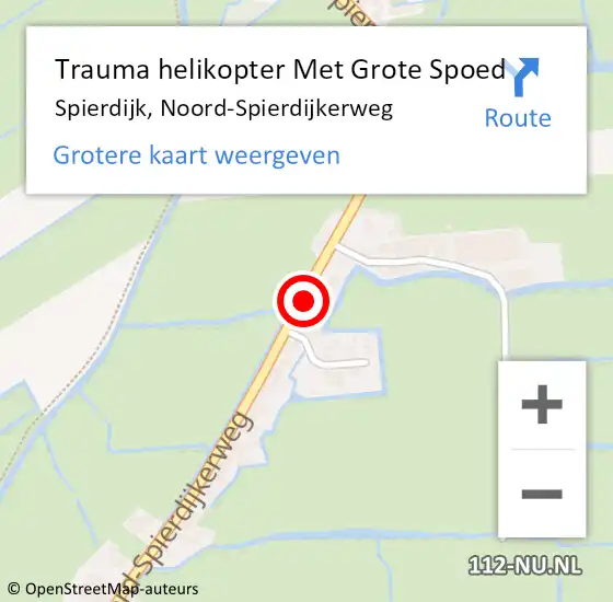 Locatie op kaart van de 112 melding: Trauma helikopter Met Grote Spoed Naar Spierdijk, Noord-Spierdijkerweg op 16 september 2022 15:33