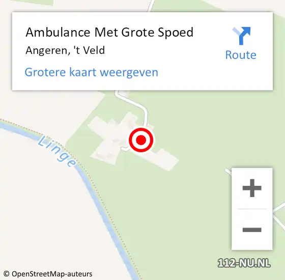 Locatie op kaart van de 112 melding: Ambulance Met Grote Spoed Naar Angeren, 't Veld op 16 september 2022 21:43