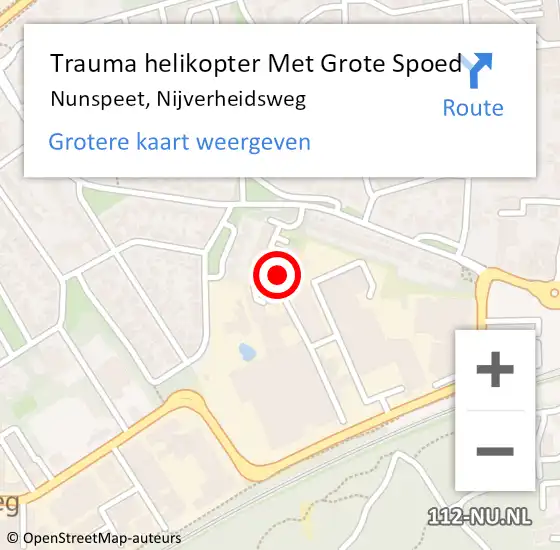 Locatie op kaart van de 112 melding: Trauma helikopter Met Grote Spoed Naar Nunspeet, Nijverheidsweg op 16 september 2022 21:48