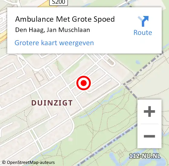 Locatie op kaart van de 112 melding: Ambulance Met Grote Spoed Naar Den Haag, Jan Muschlaan op 17 september 2022 05:47
