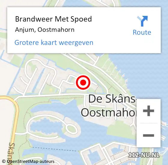 Locatie op kaart van de 112 melding: Brandweer Met Spoed Naar Anjum, Oostmahorn op 17 september 2022 07:35