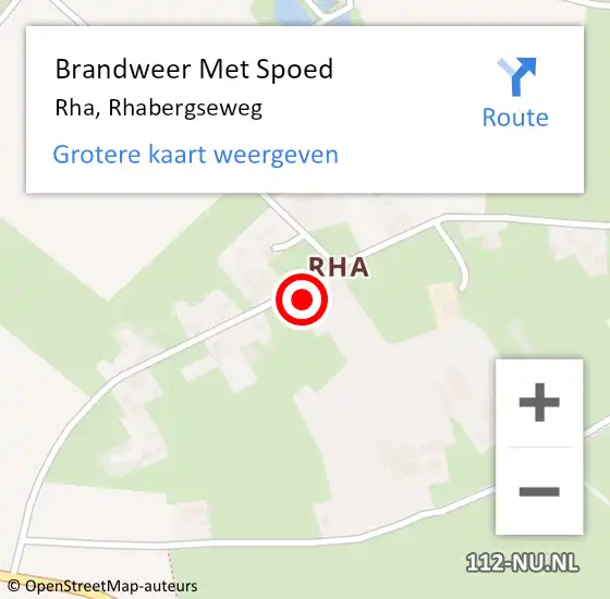 Locatie op kaart van de 112 melding: Brandweer Met Spoed Naar Rha, Rhabergseweg op 17 september 2022 07:35