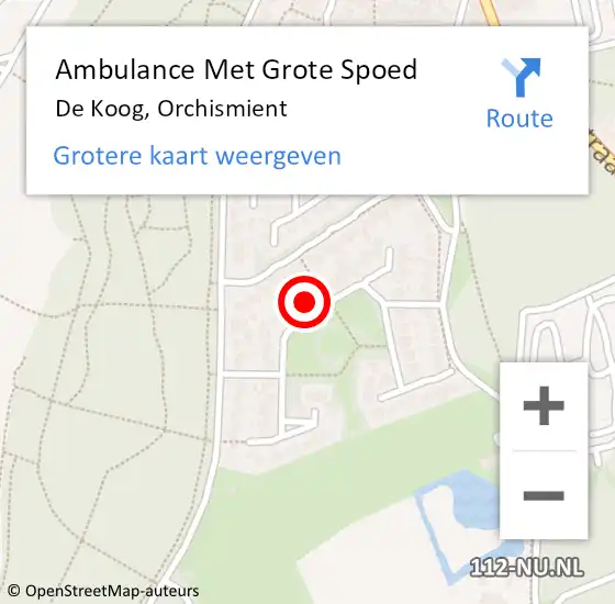 Locatie op kaart van de 112 melding: Ambulance Met Grote Spoed Naar De Koog, Orchismient op 17 september 2022 07:46